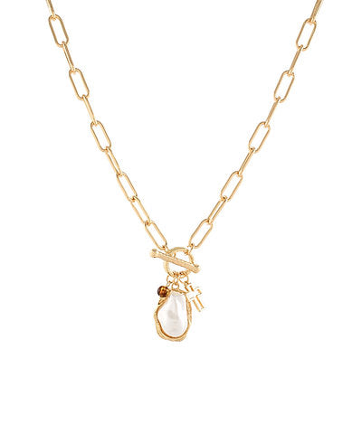 Pearl & Cross Charm Necklace