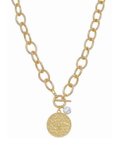 Pearl Charm with Cross Pendant Necklace