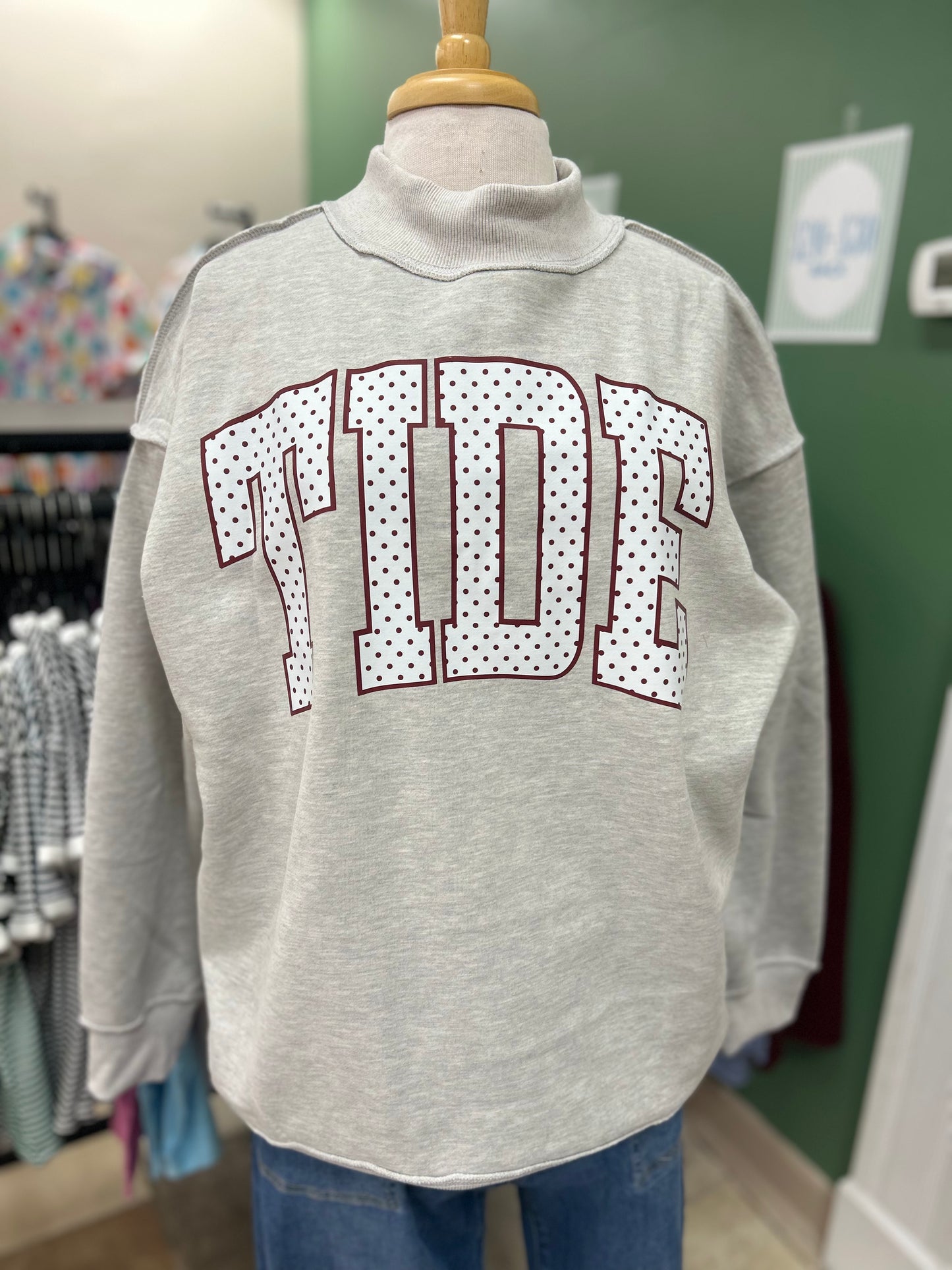 TIDE Polka Dot Mock Neck - Ash Grey