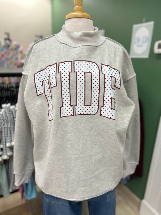 TIDE Polka Dot Mock Neck - Ash Grey