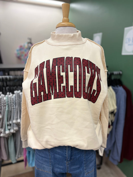 GAMECOCK Polka Dot Mock Neck - Ivory