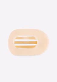 Teleties Small Flat Round Claw Clip- Almond Beige