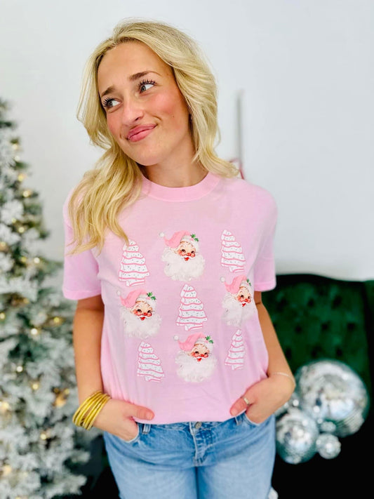 Vintage Santa Christmas Tree Cake Tee