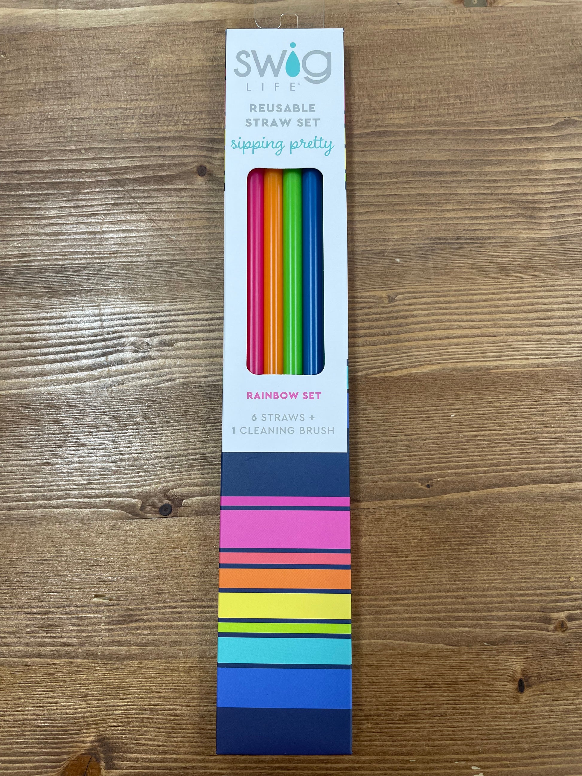 Rainbow + Aqua Reusable Straw Set - Swig Life