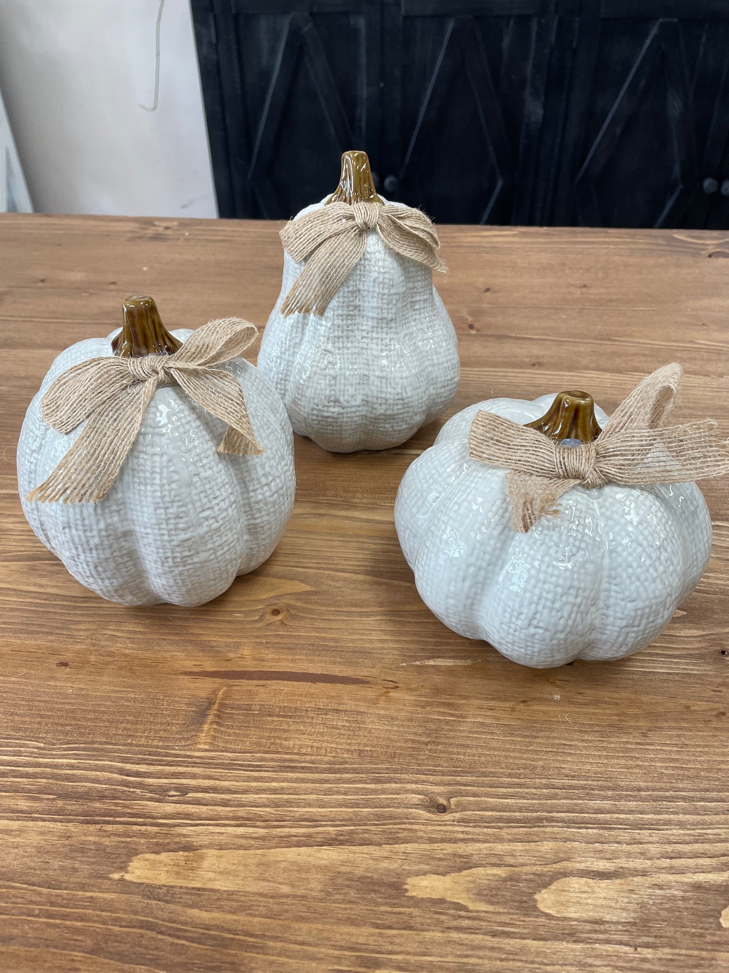 Off White Ceramic Pumpkins Decor