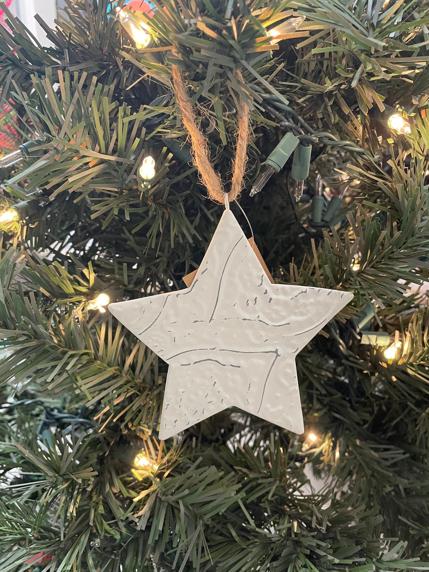Tin White Star Ornament