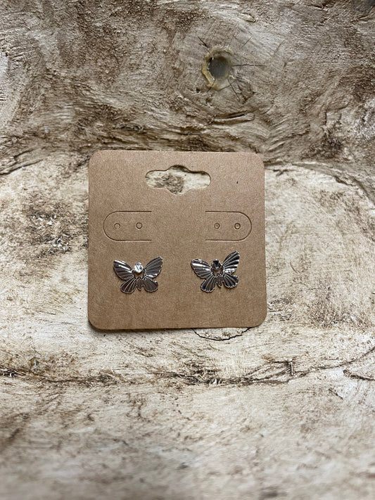 Silver Dainty Butterfly Earrings