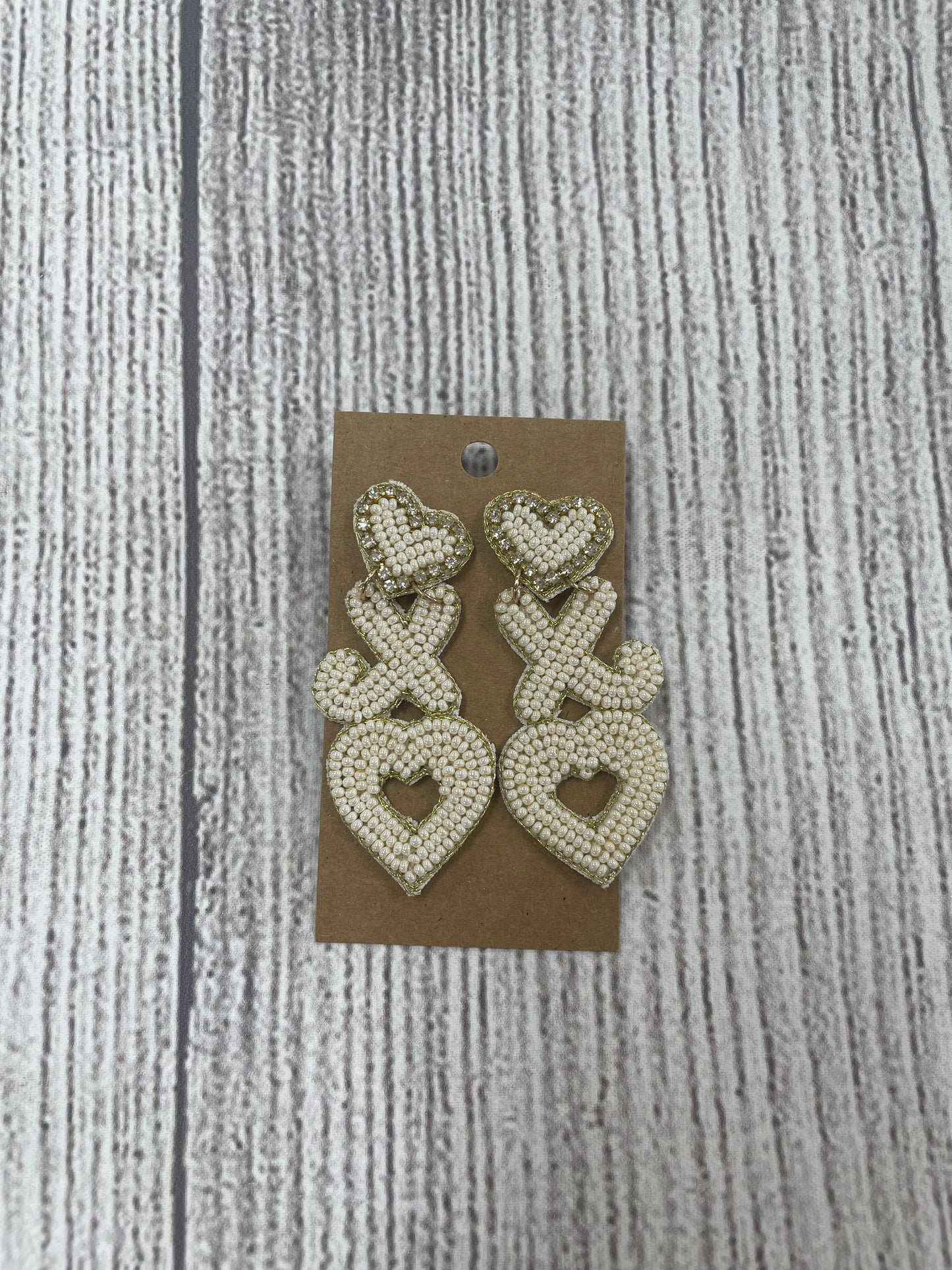 Valentines Day XO Earrings - White
