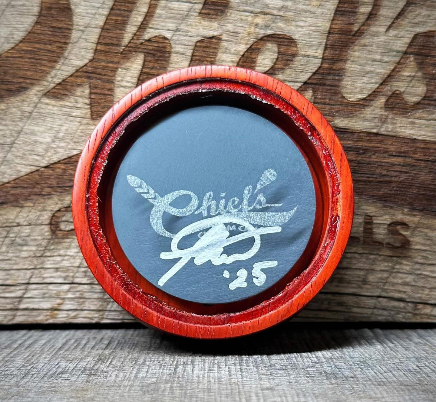 Chief's Custom Calls Red Wood and Glass Coin Turkey Call