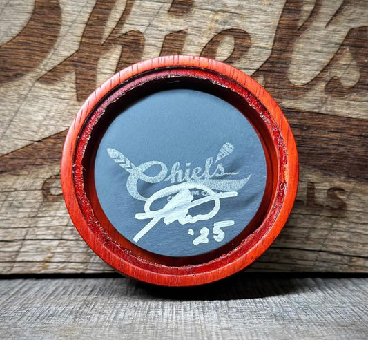 Chief's Custom Calls Red Wood and Glass Coin Turkey Call