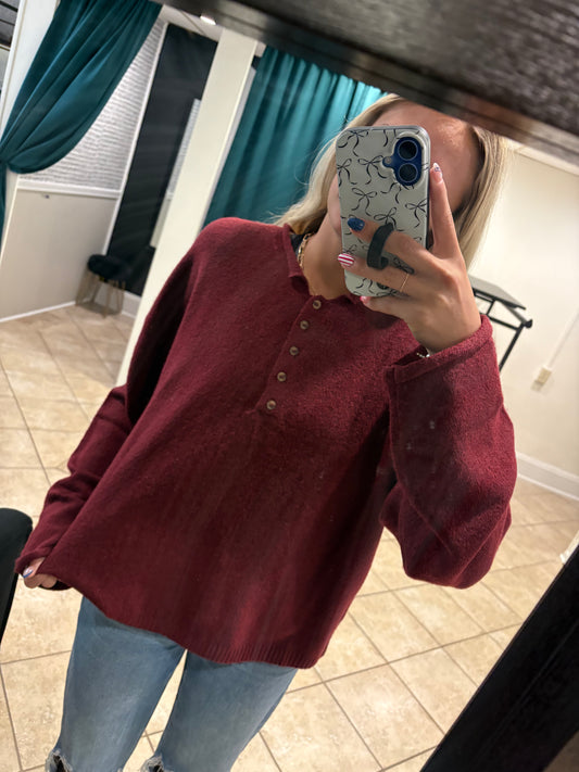 Never Better Sweater - Burgundy