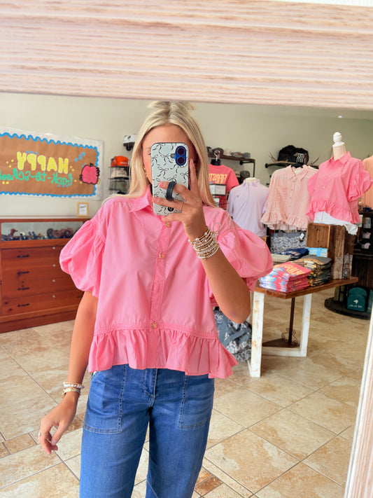 Cute as a Button Top - Pink