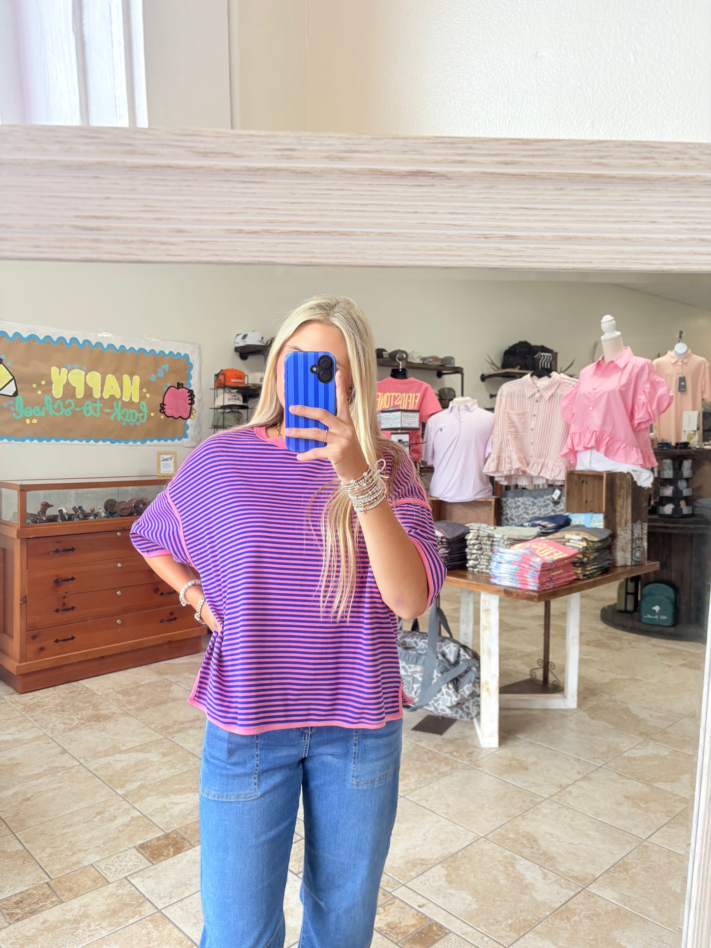 Girl on Fire Tee - Pink/Royal