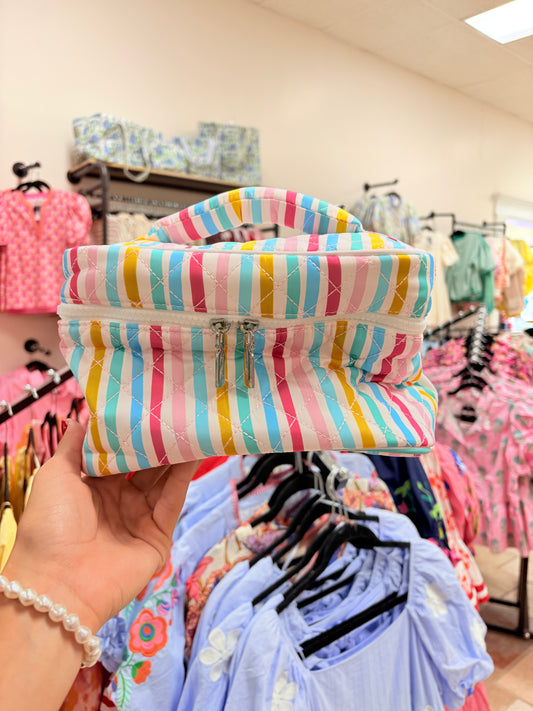 Multicolor Stripe Makeup Bag