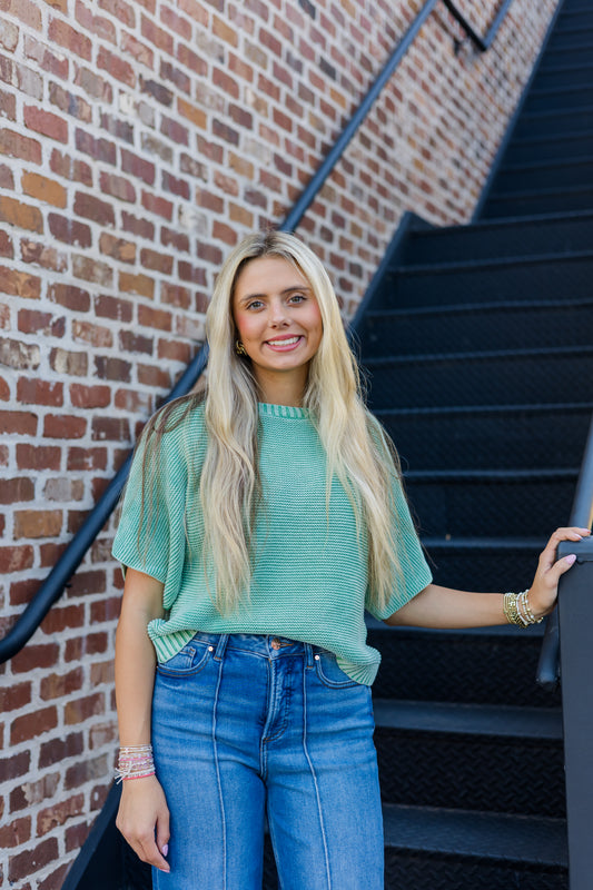 Pastel Getaway Top - Washed Aqua