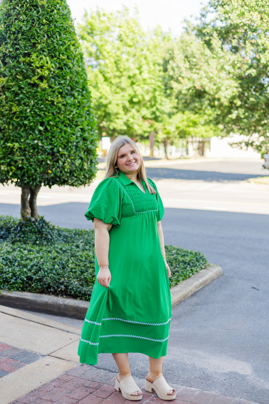 Cute & Classy Midi Dress - Green