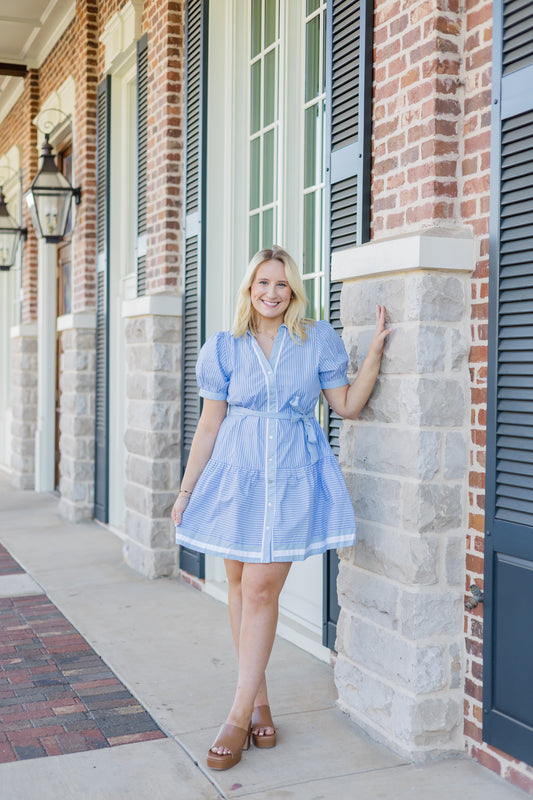 Going in Style Mini Dress - Blue