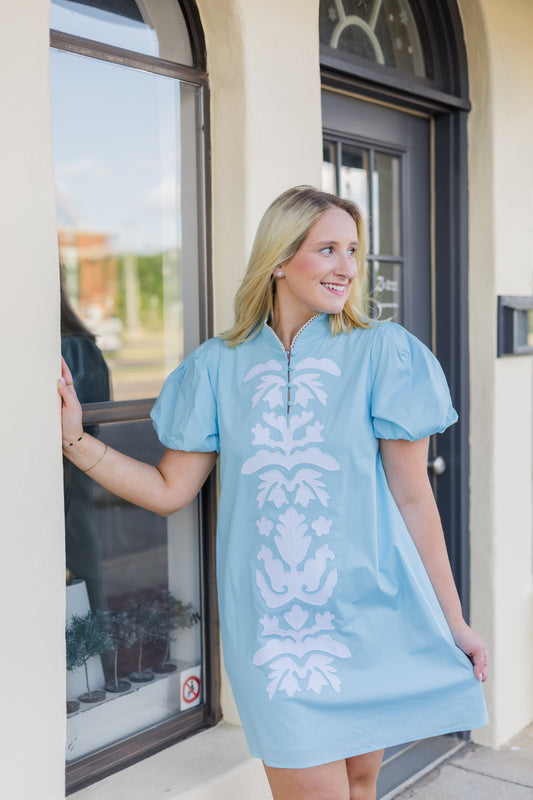 Blue Elegance Mini Dress