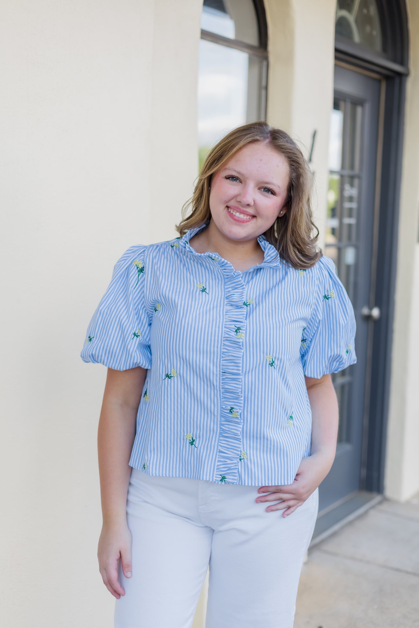 Let's Go Flower Picking Top - Blue