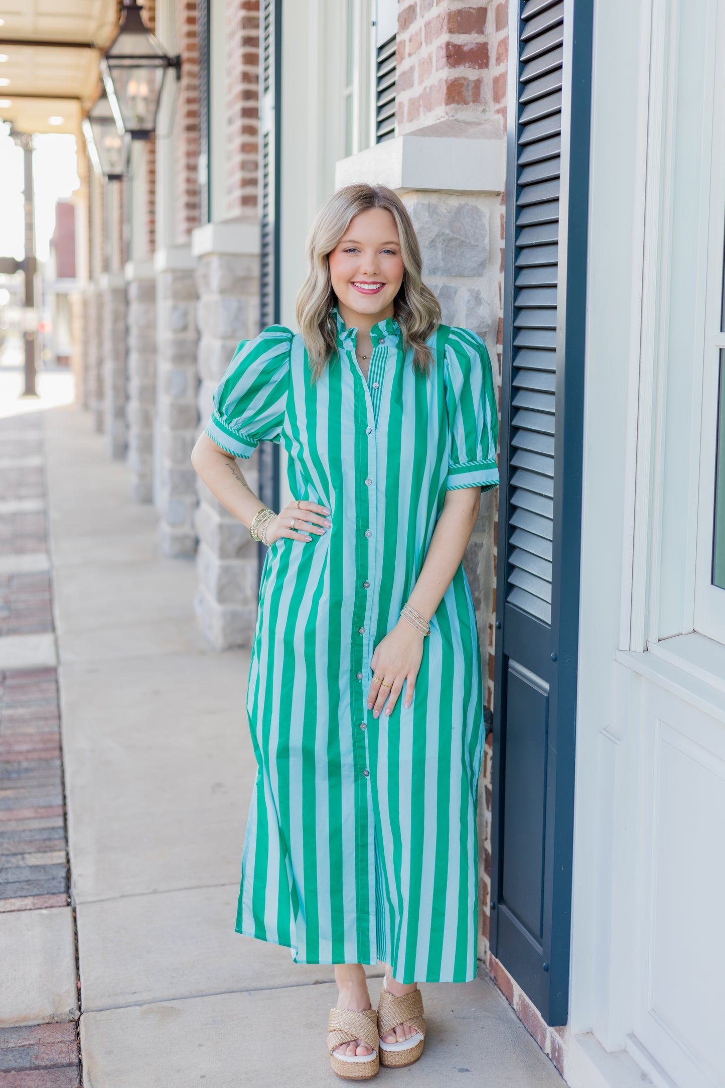The Brynley Midi  Dress - Blue & Green