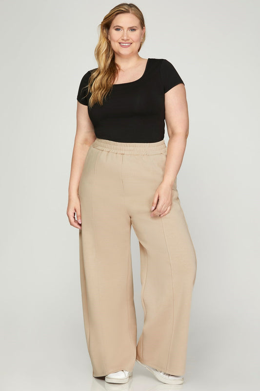 Let's Chill Scuba Pants- Taupe