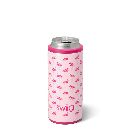 Swig 12oz Skinny Can Cooler - Flamingos