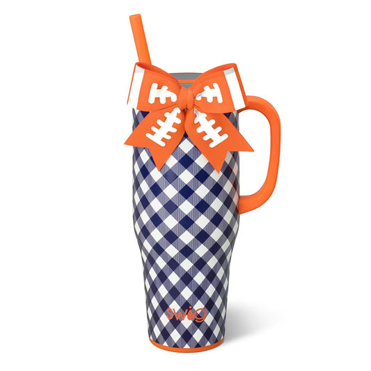 Swig 40oz Mega Mug - Gameday Gingham - Navy & Orange
