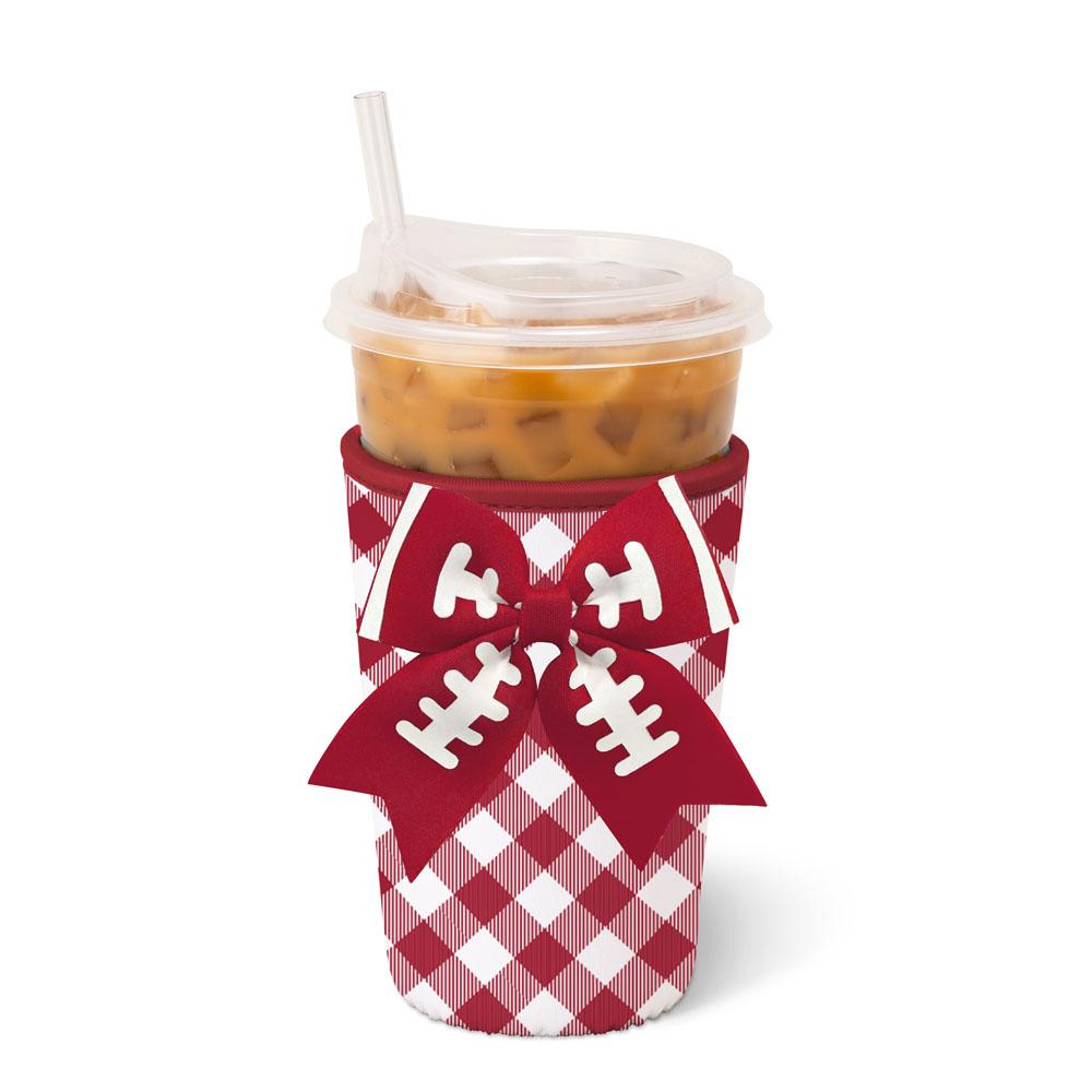 Swig Medium Iced Cup Coolie - Gameday Gingham - Crimson