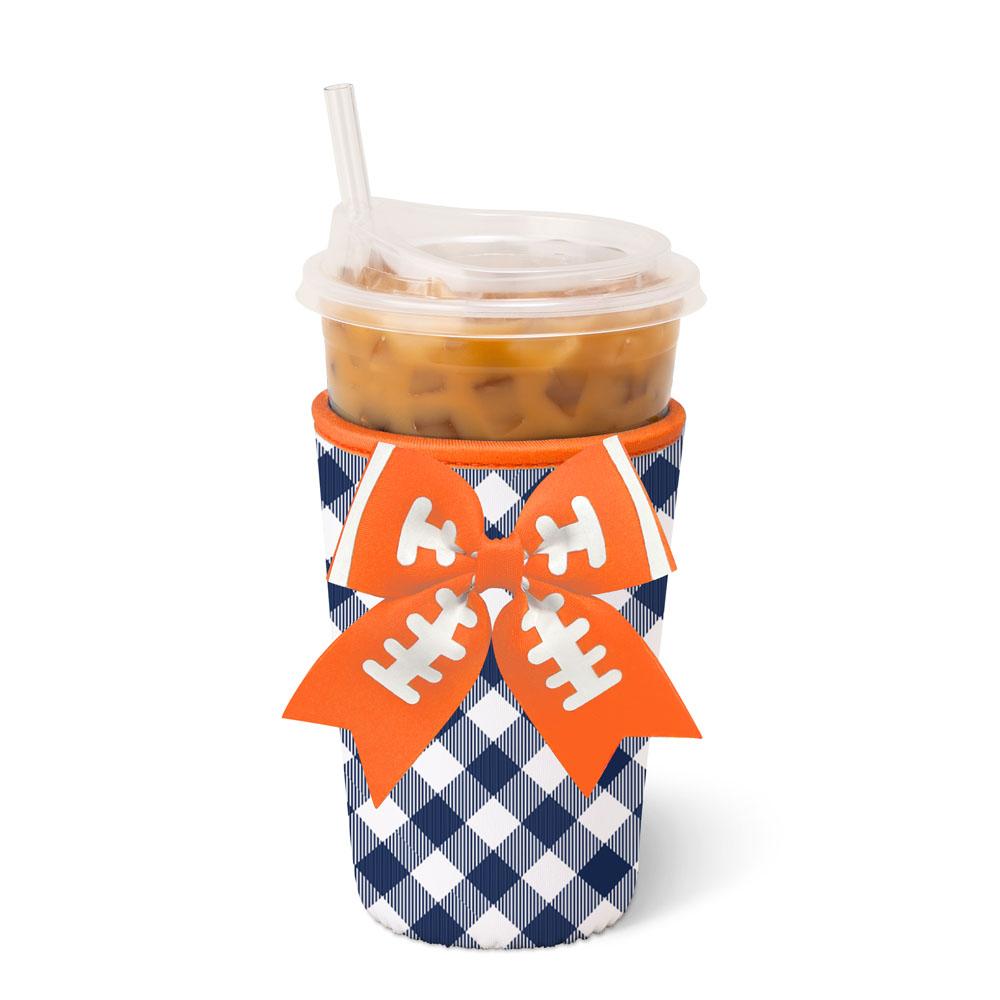 Swig Medium Iced Cup Coolie - Gameday Gingham - Navy & Orange