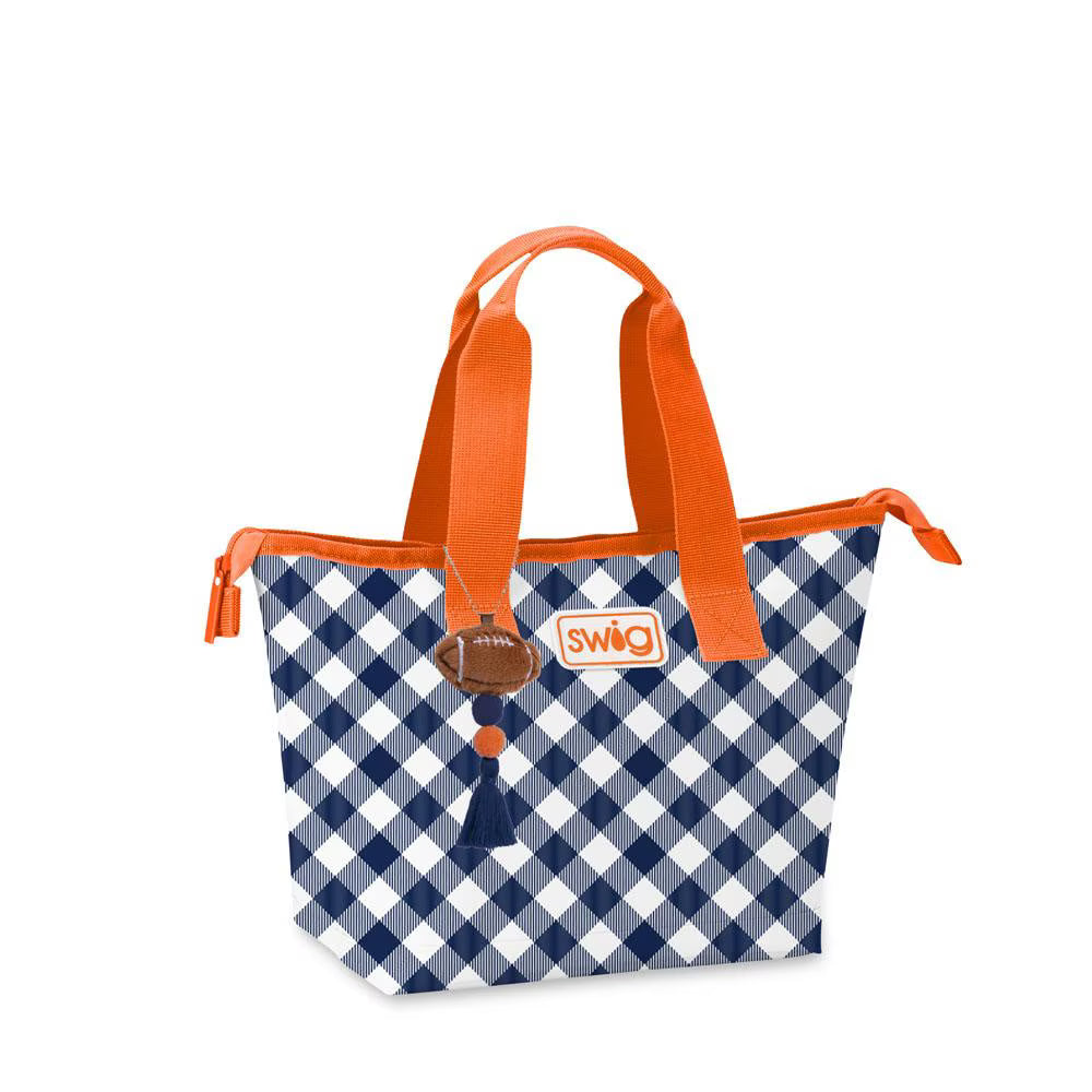 Swig Lunchi Lunch Bag - Gameday Gingham - Navy & Orange