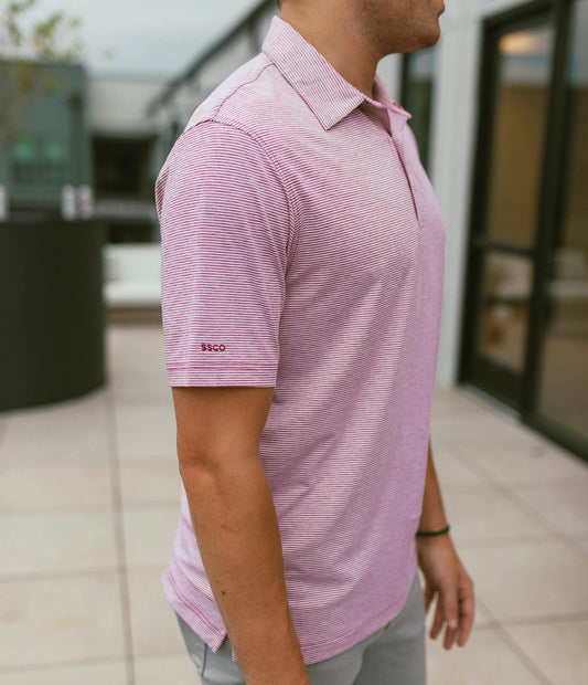 SSCO Heather Madison Stripe Polo - Red Zone