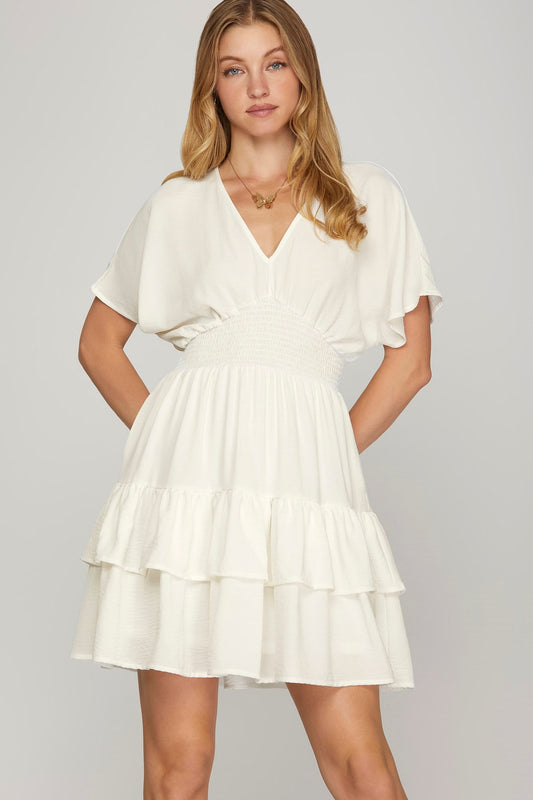 Getting Into Trouble Mini Dress- Off White