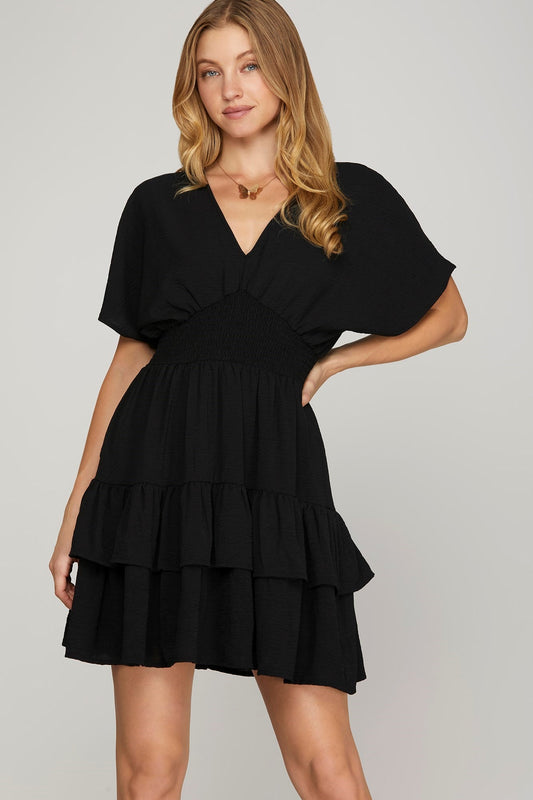 Getting Into Trouble Mini Dress- Black