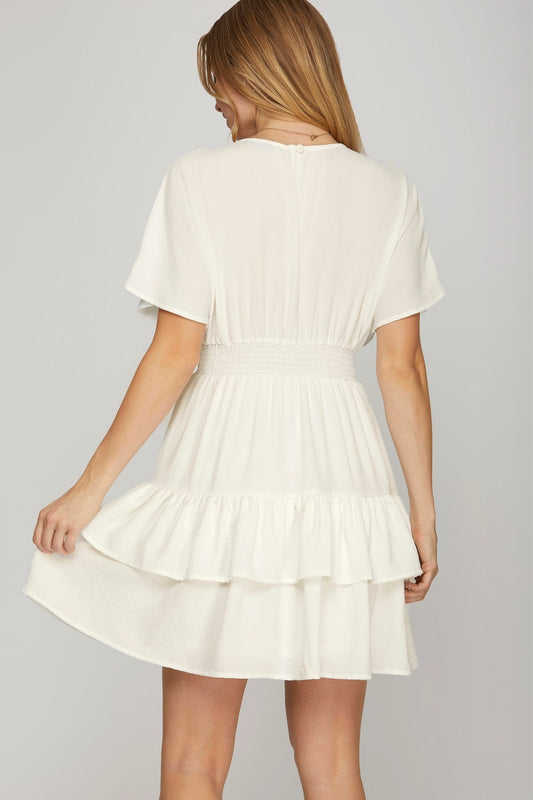 Getting Into Trouble Mini Dress- Off White