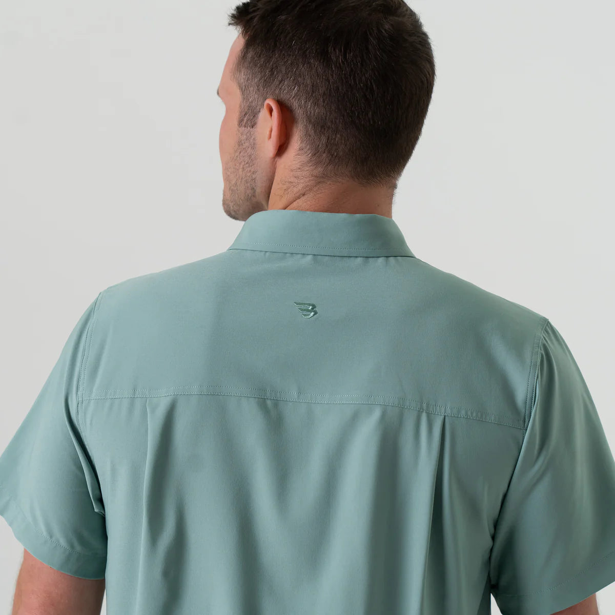 Burlebo Performance Button Up- Ocean Swell