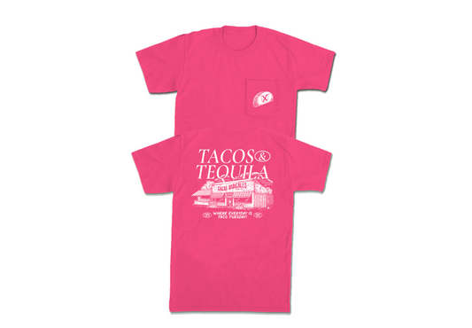 Old Row Chicks Tacos and Tequila Pocket Tee - Crunchberry