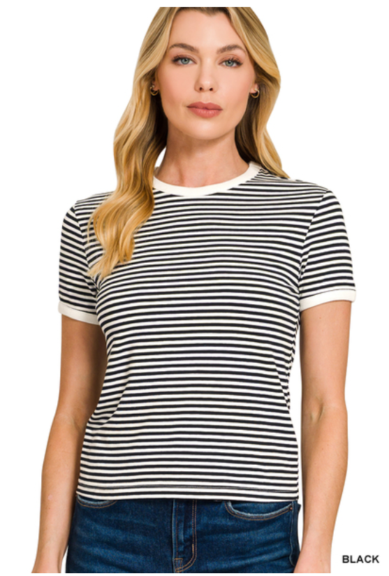 The Basics Stripe Top - Black