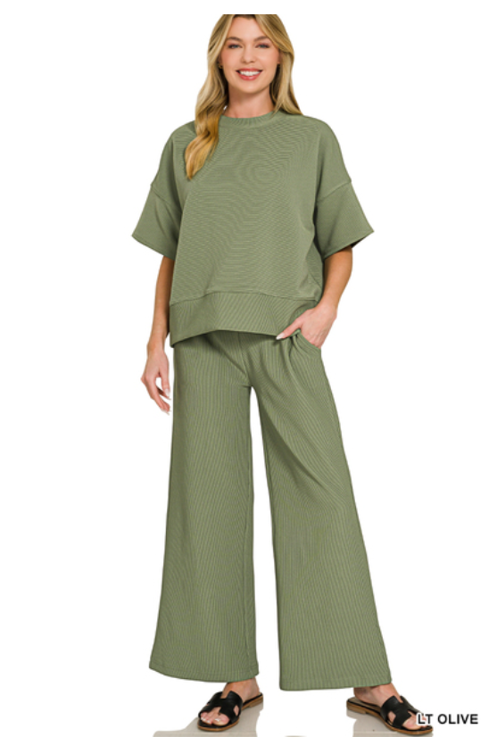 The Kinsley Pants Set - Light Olive