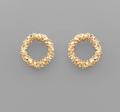 Textured Gold Circle Studs