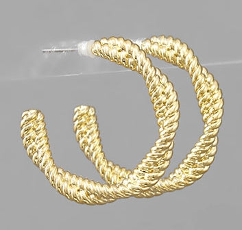 Brass Twisted Hoops - Gold