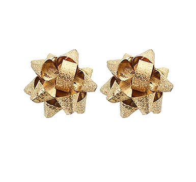 Christmas Bow Earrings - Gold