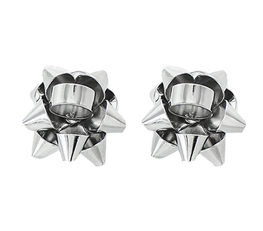 Christmas Bow Earrings - Silver