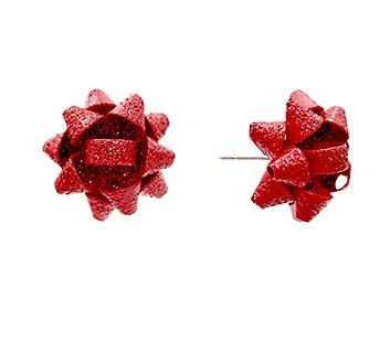 Christmas Bow Earrings - Red
