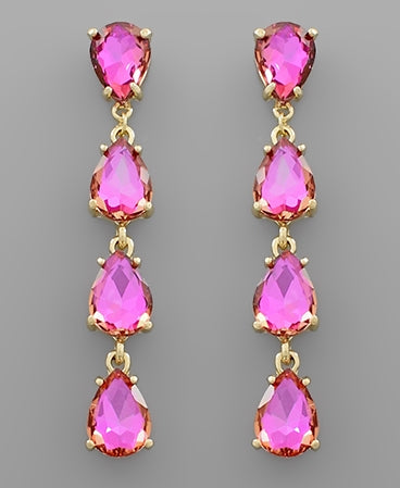 Formal Earrings Fuchsia Teardrop Dangle