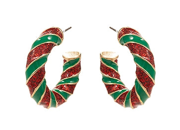 Christmas Candy Cane Hoops - Green
