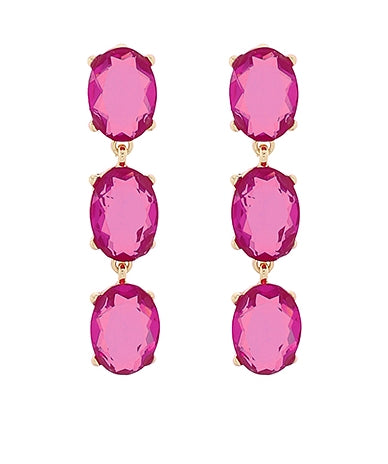 Formal Earrings Hot Pink Three Drop