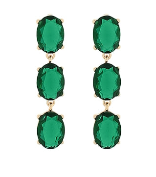 Formal Earrings Emerald Green Three Drop