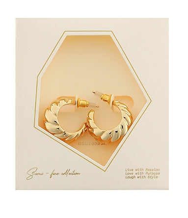 Boxed Twisted Open Brass Hoops - Gold