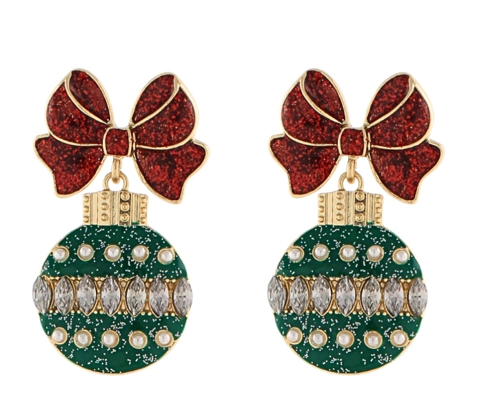 Christmas Ornament Bow Earrings