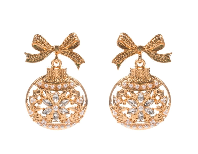Gold Christmas Ornament Earrings
